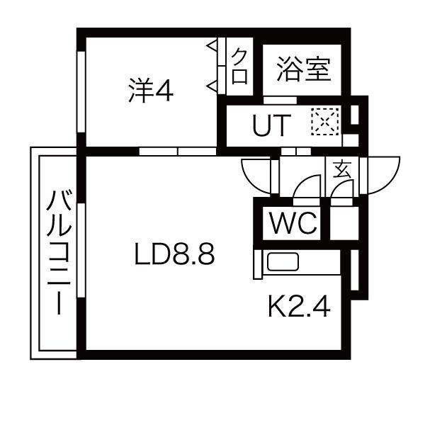 TERRE DE NORD ガス料金一部上限付き(1LDK/4階)の間取り写真