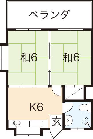 玉城アパート3(2DK/2階)の間取り写真
