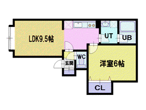 サンパーク厚別南(1LDK/3階)の間取り写真