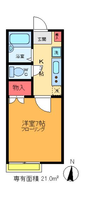 グラントールIII(1K/1階)の間取り写真