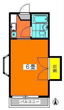 男子学生限定アパート(1K/1階)の間取り写真
