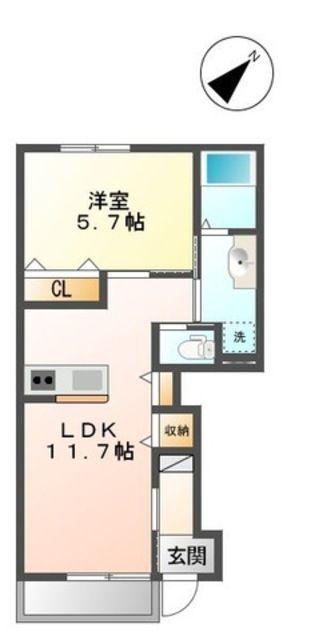 CREDIR(1LDK/1階)の間取り写真
