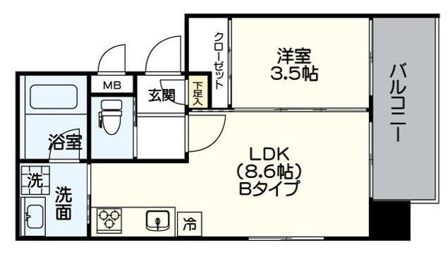 アヴァンティ祇園(1LDK/2階)の間取り写真