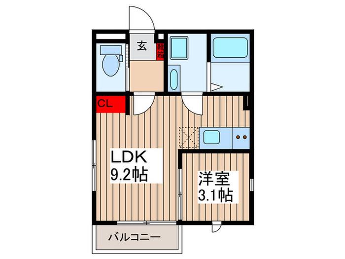 コンフィデンス東大宮G(1LDK/1階)の間取り写真