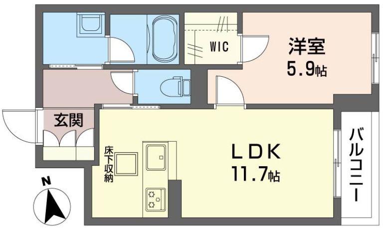 ソルテ津田沼(1LDK/1階)の間取り写真