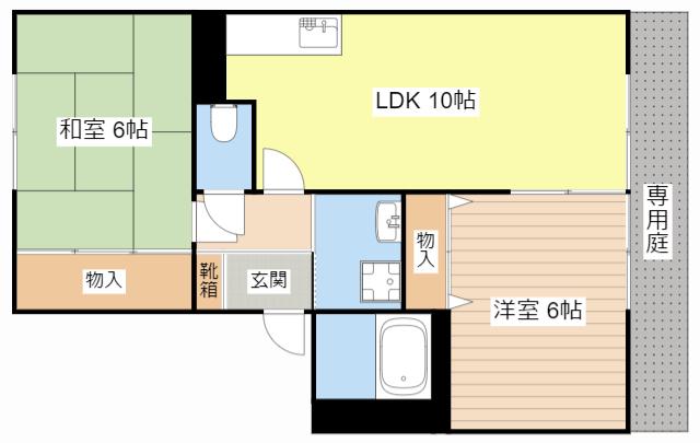 サンガーデン甲賀SⅠ(2LDK/1階)の間取り写真