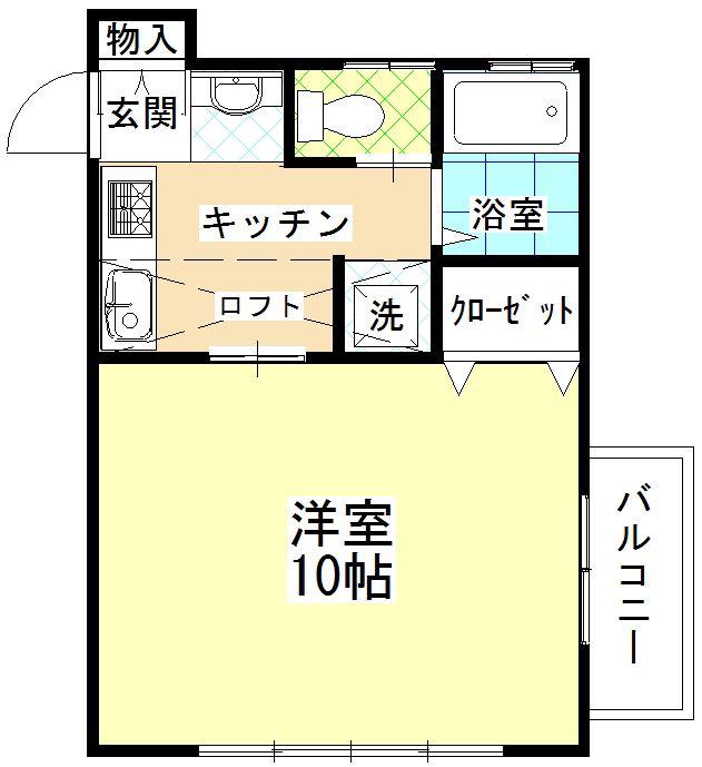 カーサS・F(1K/2階)の間取り写真