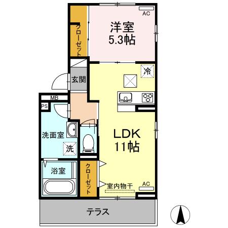コーラル(1LDK/1階)の間取り写真