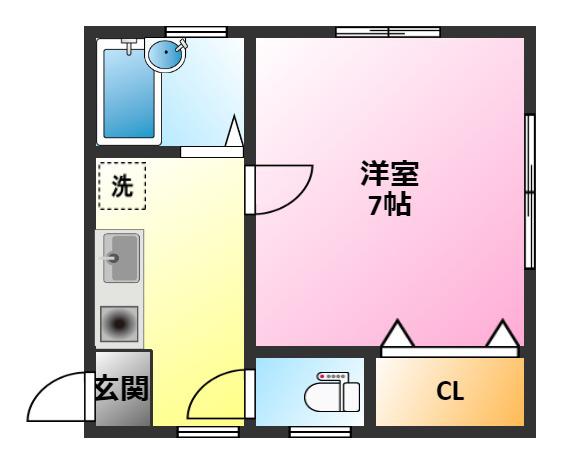 スマートワン(1K/2階)の間取り写真