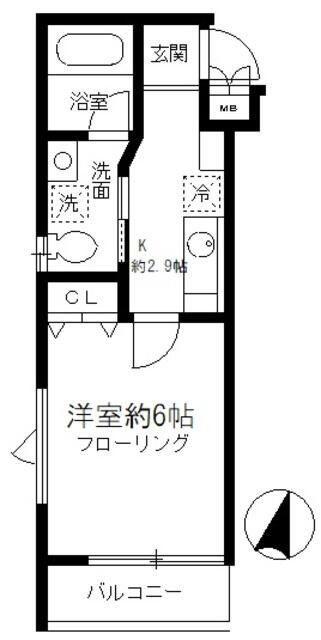 グランアセット月島(1K/3階)の間取り写真