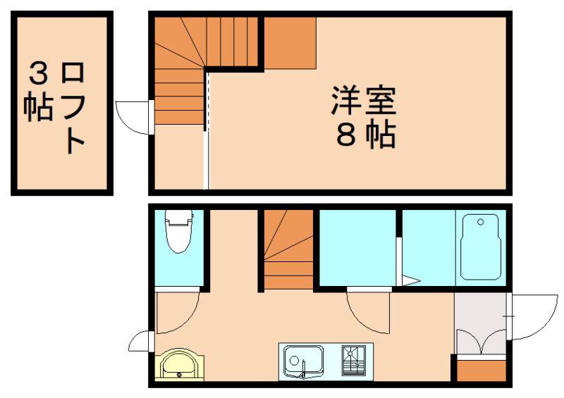 オリジーヌ直方 A棟(1DK/1階)の間取り写真