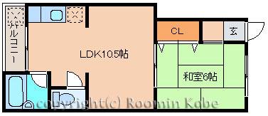 日下マンション(1LDK/3階)の間取り写真