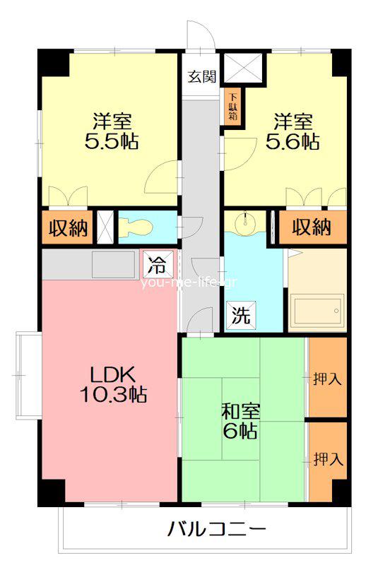 リヴェール正栄(3LDK/2階)の間取り写真