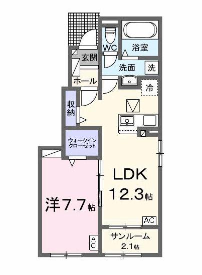 サニーハウスVI(1LDK/1階)の間取り写真