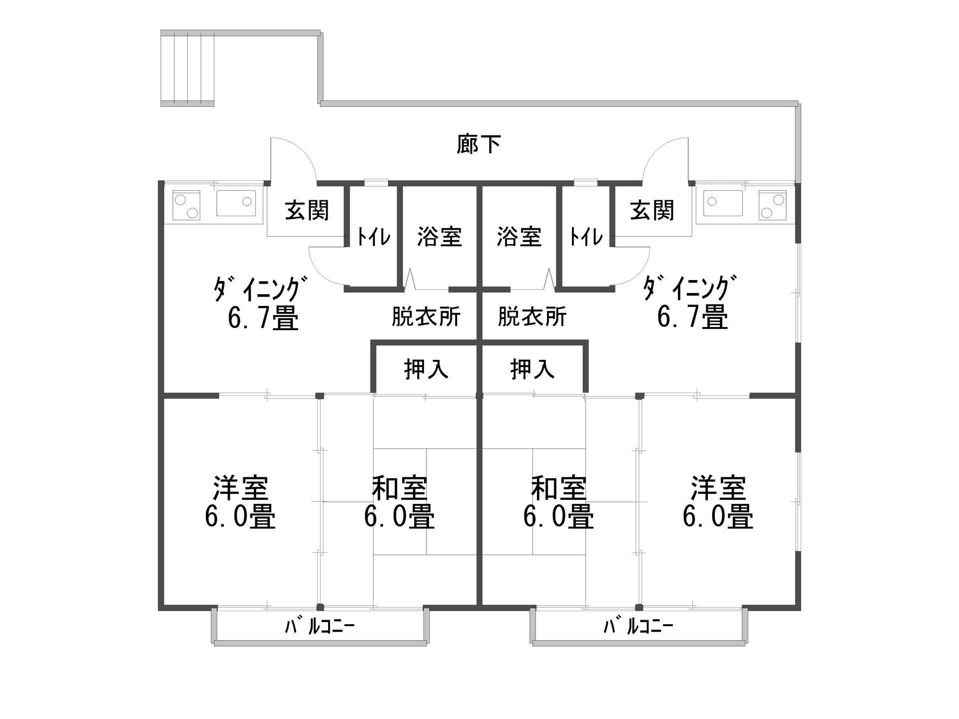 メゾンド松田B棟(2DK/1階)の間取り写真