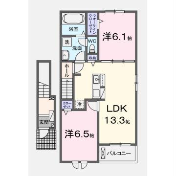 グレース北園III・V(2LDK/2階)の間取り写真