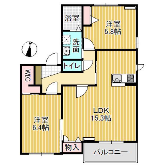 メゾン・エルピス B棟(2LDK/1階)の間取り写真