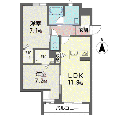 ブルームステージ(2LDK/2階)の間取り写真