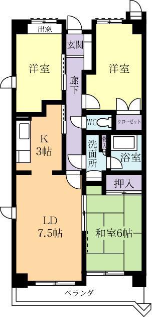 リエスつくば学園西I(3LDK/4階)の間取り写真
