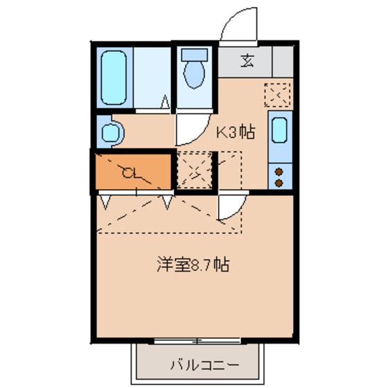 ツインフォレスト(1K/2階)の間取り写真