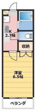 コーポラス医大東(1K/1階)の間取り写真