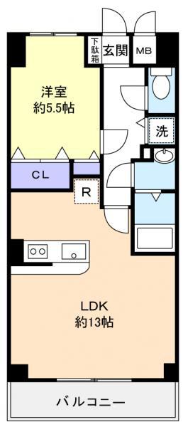 GRAND SIX(1LDK/5階)の間取り写真