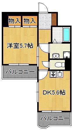 ギャラン小文字(1DK/3階)の間取り写真