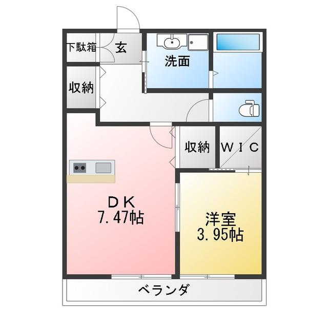 グリーンフォレスト那加門前(1DK/3階)の間取り写真