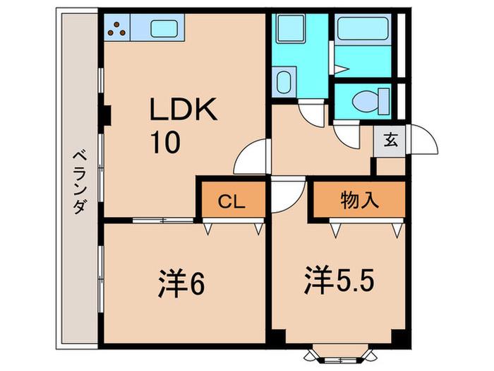 コリーヌベール(2LDK/2階)の間取り写真