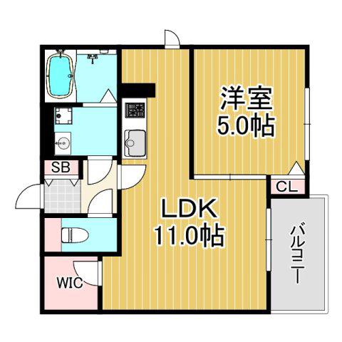 サグレス甲子園口(1LDK/2階)の間取り写真