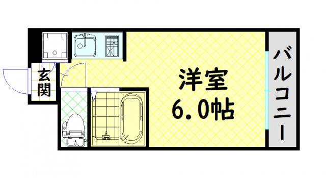 ドミール堺筋本町(ワンルーム/10階)の間取り写真