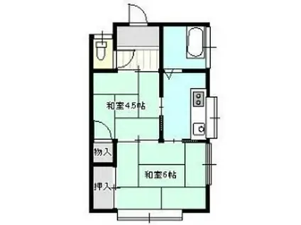 西青山コーポラス(2K/2階)の間取り写真