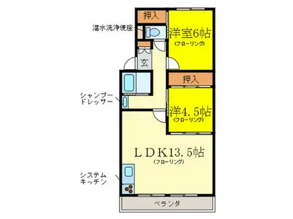 京地ビル(2LDK/1階)の間取り写真