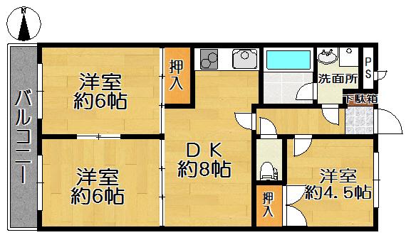 DIO-KAN(3DK/3階)の間取り写真