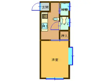 ホワイトシャルム(1K/2階)の間取り写真