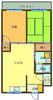 徳和マンション(2LDK/2階)の間取り写真