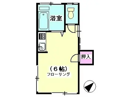 長澤荘(ワンルーム/2階)の間取り写真