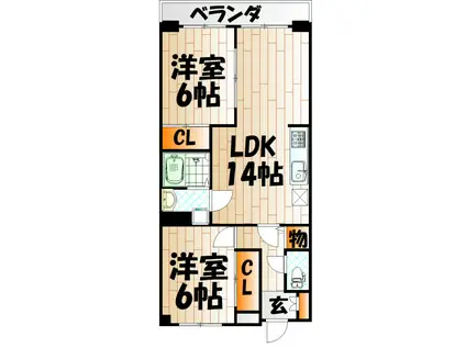 フェルト730(2LDK/7階)の間取り写真