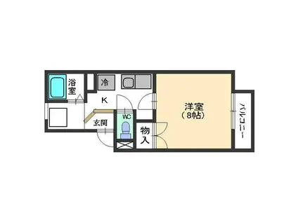 ヴァース・スパシーボ(1K/1階)の間取り写真