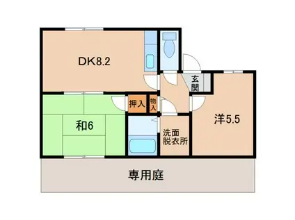 メゾンおかもと(2DK/1階)の間取り写真