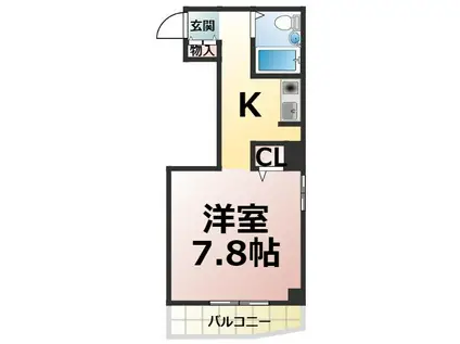 Fメゾン池下(1K/3階)の間取り写真