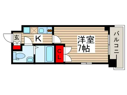 パークキューブ北松戸(1K/11階)の間取り写真