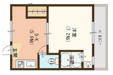 ヴィラナリー富田林2号棟(1DK/1階)の間取り写真
