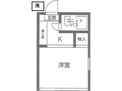 シングルコーポかみつるま(1K/1階)の間取り写真