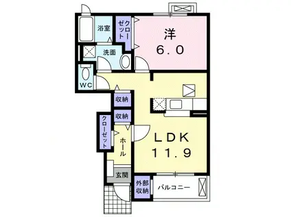 トパ-ズC(1LDK/1階)の間取り写真