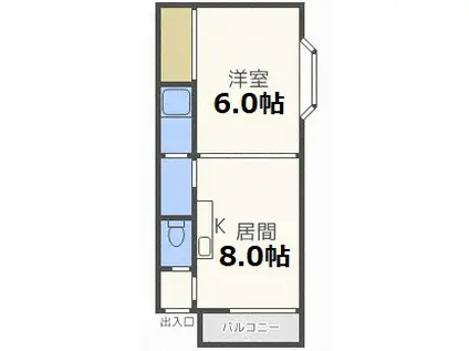 ピースフル栄通(1LDK/4階)の間取り写真