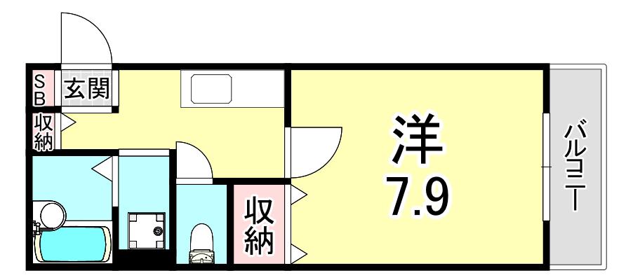 コンフォート宮本町(1K/2階)の間取り写真