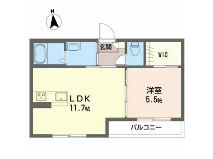 シャーメゾン・ジラソーレ C棟(1LDK/2階)の間取り写真