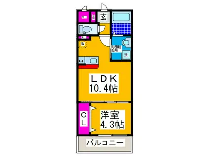 DS上野芝(1LDK/2階)の間取り写真