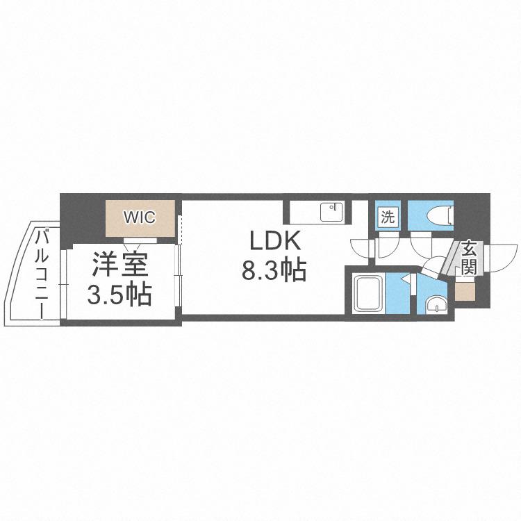 セレニテ梅田ルフレ(1LDK/2階)の間取り写真